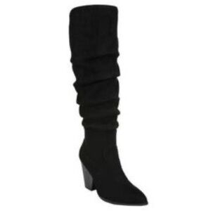 Carlos Santana Black Ruched Tall Boots NWOT